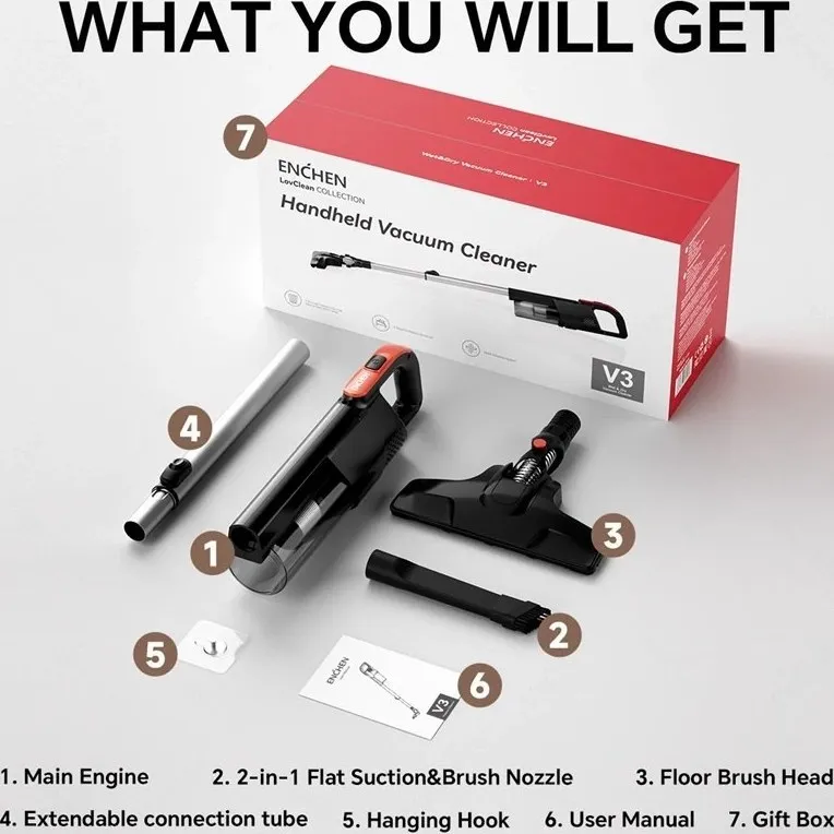 جارو برقی شیائومی مدل Enchen V3 Handheld Vacuum Cleaner