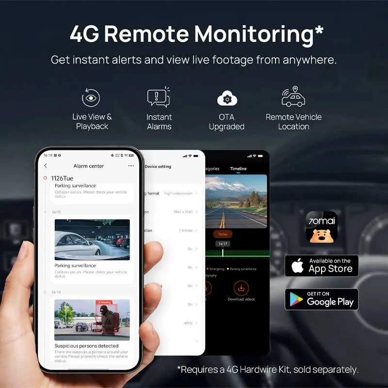 دوربین ثبت وقایع خودرو شیائومی مدل 70mai Dash Cam A810S