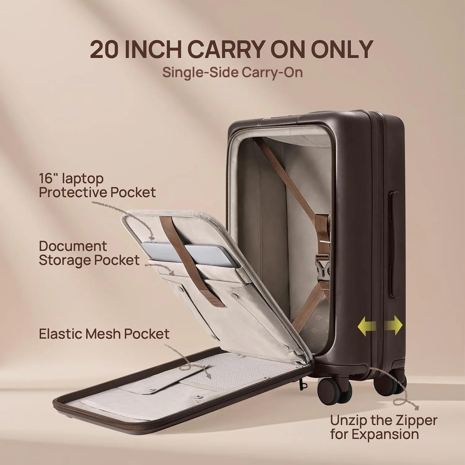 چمدان مسافرتی ناینتی گو مدل NINETYGO Coffee Journey Luggage