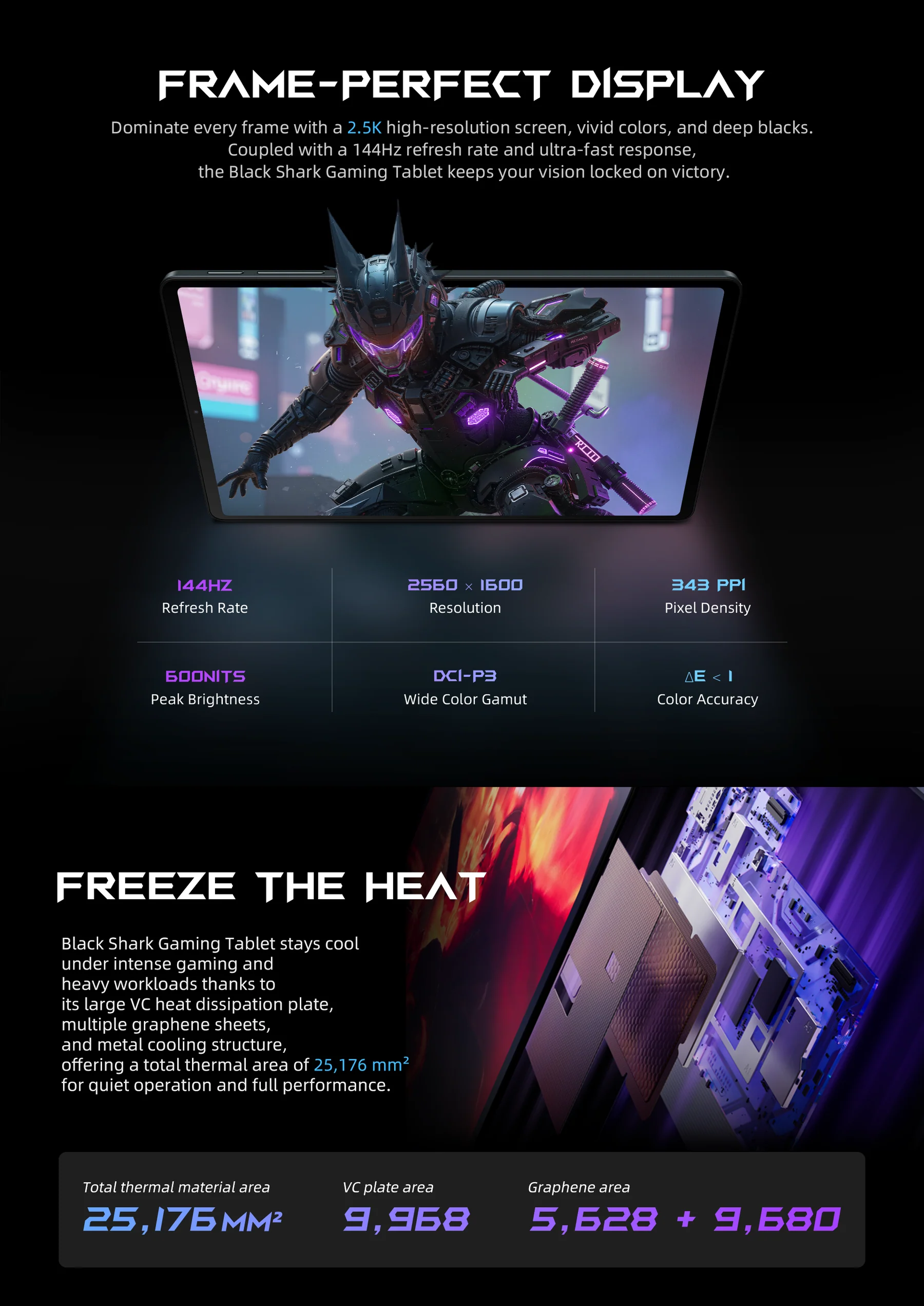 تبلت هوشمند شیائومی مدل Black Shark Gaming Tablet 12/256