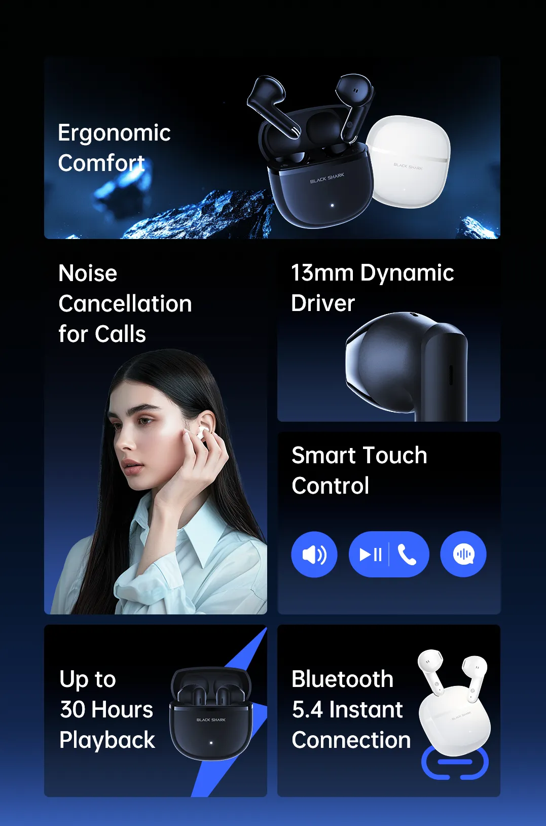 ایرپاد بلک شارک مدل Black Shark T24 Wireless Earbuds