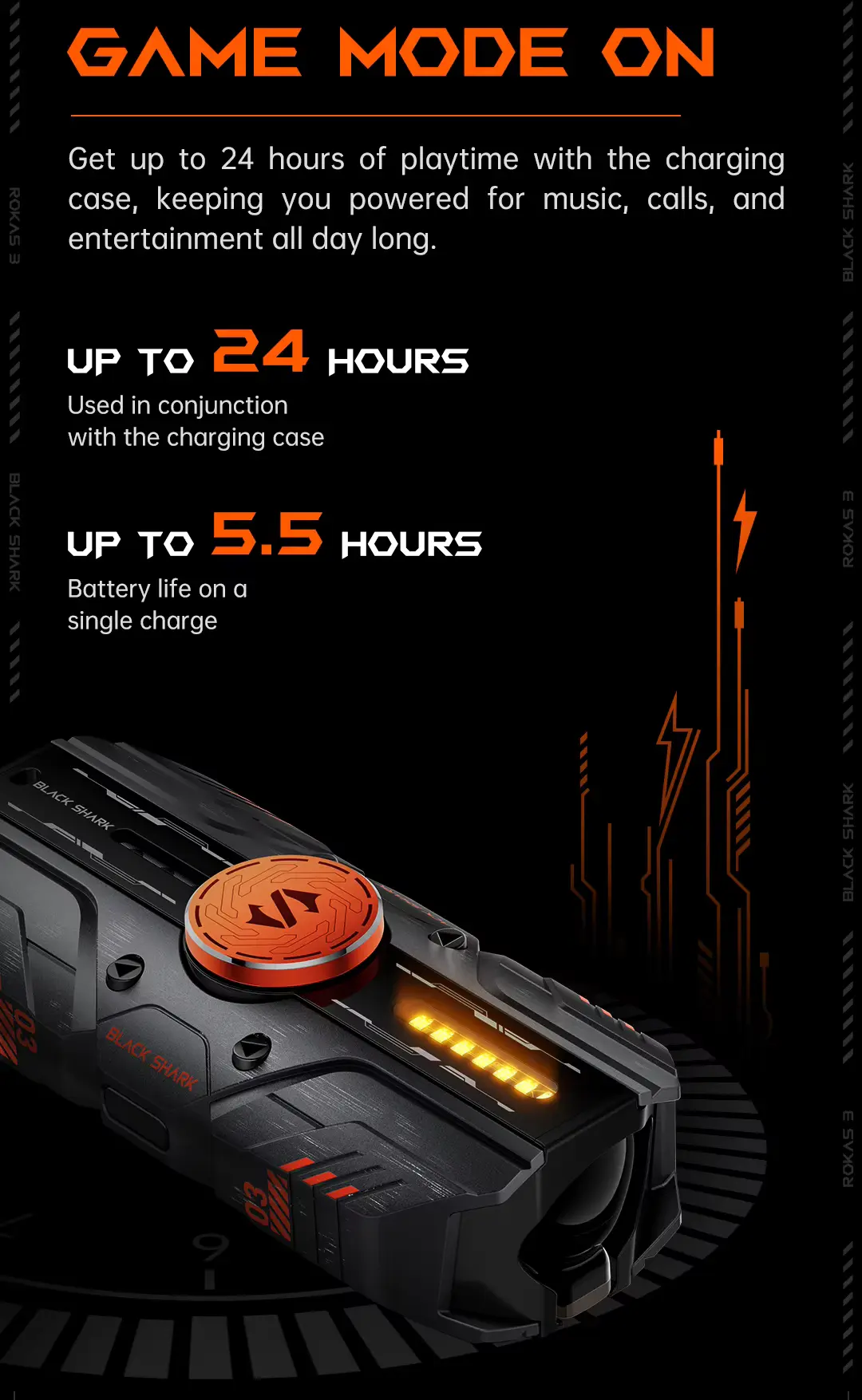 ایرپاد گیمینگ بلک شارک مدل Black Shark Rokas 3 Gaming Buds